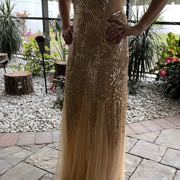 Dresses & Skirts - Gold Sequence Chiffons long dress